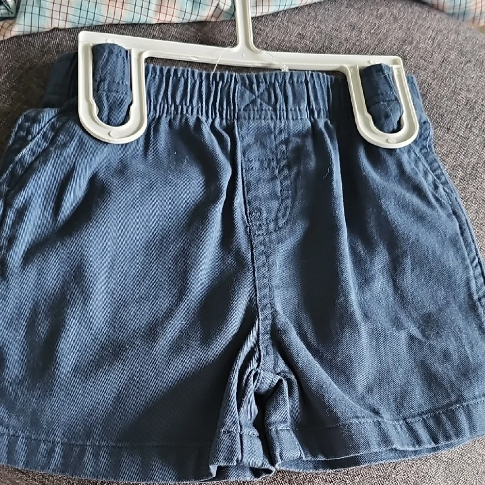 NWT Short Set Land'n'Sea Plaid Button Down Shirt Blue Shorts 24 Months Toddler
